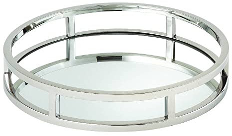 Elegance Beam Round Mirror Tray,10.75 inch