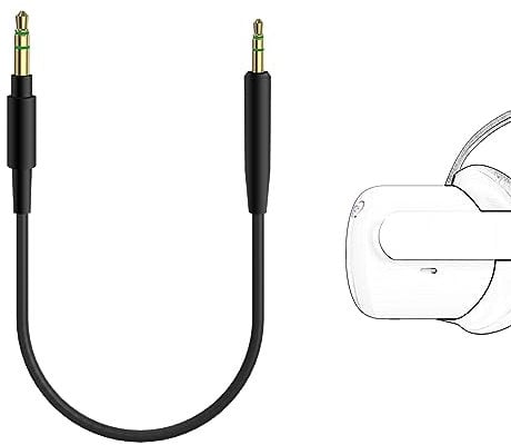 GEEKRIA VR Short Audio Cable Compatible with Oculus Quest 3/2, Oculus Go, HTC Virtual Reality Headset, 3.5mm Male to 2.5mm Male Cord, Replacement Cable for VR Headphones (1ft / 25cm)