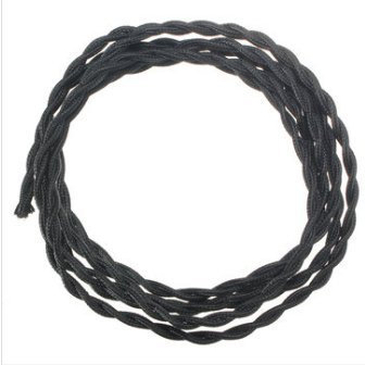 MASUNN 3M Vintage 2 Core Twist Trenzado De Tela Cable Eléctrico Cable De IluminACión-Negro