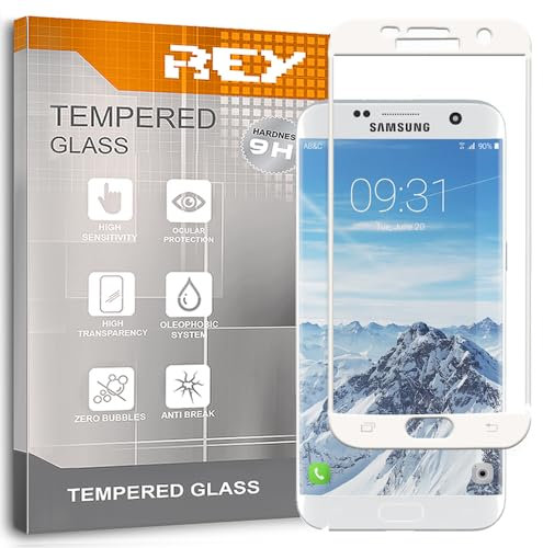 3D Bildschirmschutz aus gehärtetem Glas für Samsung Galaxy S7 Edge Weiß, Displayschutzfolie 9H+ Härte, Anti-Kratzen-Öl-Bläschen, Voller Schutz, 3D, 4D, 5D