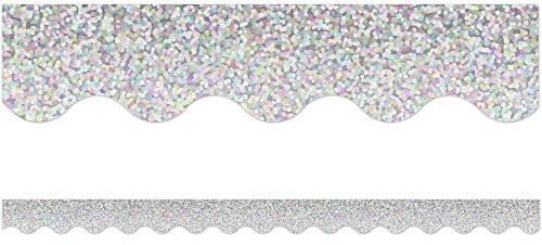 Silver Sparkle Scalloped Border Trim