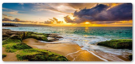 Mauspad Xxl Meer Sonnenuntergang Landschaft Mauspad Büro Computer Tastatur Maus Gummimatte Computerspielunterlage Gamer 800X400X3Mm