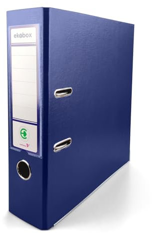 Netuno 1x Akten-Ordner Dunkelblau DIN A4 Ekobox 2-Ring-Mechanik Ringorder a4 8cm Kunststoff Ordner a4 breit Büroordner Plastikordner Briefordner a4 Ringmappe breiter Aktenordner PP-Ordner farbig