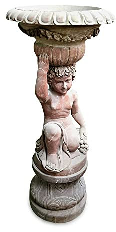 Verona Red Marble Putto - Jardinera de mármol rojo, 115 cm de altura