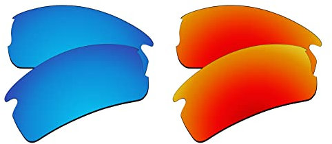EZReplace Ersatzgläser für Oakley Flak 2.0 XL OO9188 Sonnenbrillen (polarisierte Gläser) - Passend für Oakley Flak 2.0 XL Rahmen (Eisblau+Feuerrot)