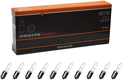 HOALTE - Glühbirne für Autolampen - 10er Pack H21W, BAY9s, Clear, 12V, 21W, Homologation, für KFZ-Werkstatt, Autos, Vans, Autowerkstätten, Service