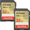SanDisk Extreme SDHC UHS-I Speicherkarte 2er-Pack 32 GB (V30, 100 MB/s Übertragung, U3, 4K UHD Videos, wasserdicht, stoßfest, temperaturbeständig)