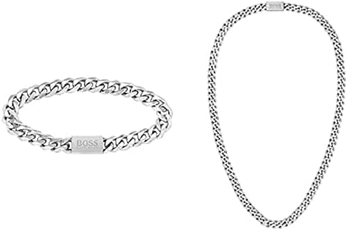 BOSS Jewelry Halskette und Armband aus poliertem Edelstahl