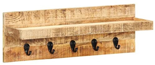 INLIFE Wandgarderobe 60 x 15 x 20 cm Raues Mango-Massivholz-6469