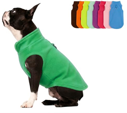 JACKO & CO Fleece-Weste mit Ring für die Leine – weich, leicht, atmungsaktiv für Welpen, kleine, mittelgroße Hunde, Kätzchen, Katzen, Chihuahua, warm für Herbst/Winter (Grün, Größe XL, 7,3-10,8 kg)