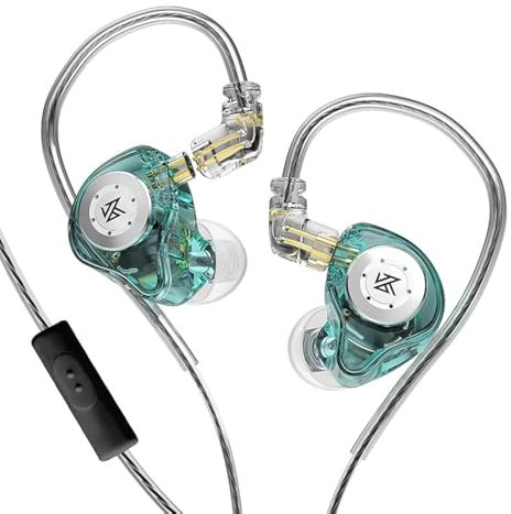 KZ EDX Pro Monitor intrauditivo, Unidad dinámica magnética Dual de 10 mm Auriculares de Alta fidelidad de Baja frecuencia con Cable de diseño Desmontable de 0,75 mm y 2 Pines (Cian, con micrófono)