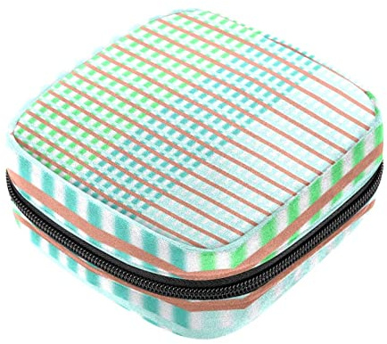 Perioden-Tasche für Teenager-Mädchen, karierte Damenbinden, Aufbewahrungstasche, Stillunterlage, Tampon, Reißverschluss, Beutel für Mädchen, Frauen, Damen, 11,9 x 16,8 x 16,8 cm