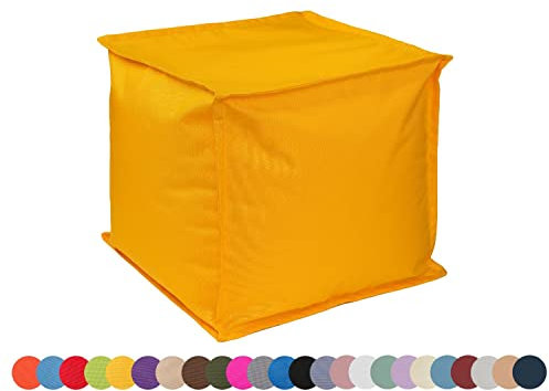 chilly pilley Sitzsack Sitzhocker mit EPS-Perlen Füllung 40x40x40cm Fußhocker Sitz-Pouf für Kinder und Erwachsene (Gelb)