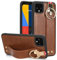 BAILI Hülle für Google Pixel 4XL mit Ständer, Handgelenkriemen + Objektivschutz Google Pixel 4XL Schutzhülle Case, Unsichtbarer Metallring mit Ständer Handytasche-Braun