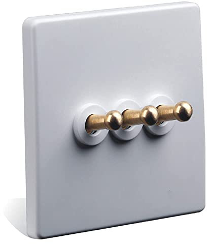 ANNURA Light switch cover plates, 1-4 Gang 2 Way Toggle Switch 10A White Wall Switch Antique Toggle Switch 86 Type Double Control Switch Fixture Dual Contro (Color : 3 Gang) (Color : 3 Gang)