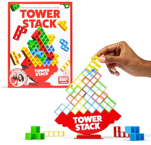 What Do You Meme? Tower Stack - Head Age 8+ to Head Stacking Challenge, Balancing Games for Kids and Adults 8+, Family Fun Games by Relatable & Games4two, For 1-4 Players, Gray