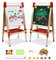 3 en 1 Tableau Enfant Chevalet Peinture Double Face en Bois avec Rouleau de Papier, Tableau Blanc et Noir, Hauteur Réglable avec Lettres, Chiffres et Autres Accessoires