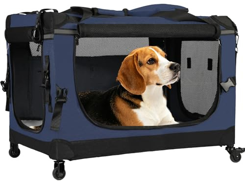 PEGIC Faltbare Hundebox für mittelgroße Hunde, 76,2 cm | Bis zu 20 kg, abnehmbares Rad, faltbare, weiche Reisehütte, Tierarztbesuche und Autoreisen, nicht von Fluggesellschaften