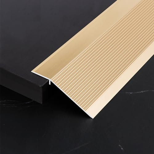 ZZLQIAN Abschluss Anpassungsprofil, Schweller Rampe, 90 × 10 cm Alu Böden Übergangsprofil, Laminat Parkett Übergangsschiene, Abdeckleisten,Türschiene, Höhenausgleich von 25-30 mm(Gold)