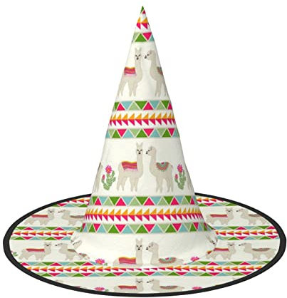 WSHFFILO Halloween-Hut mit Lama- und Kaktus-Druck, faltbar, spitz, Party-Dekoration, Hut