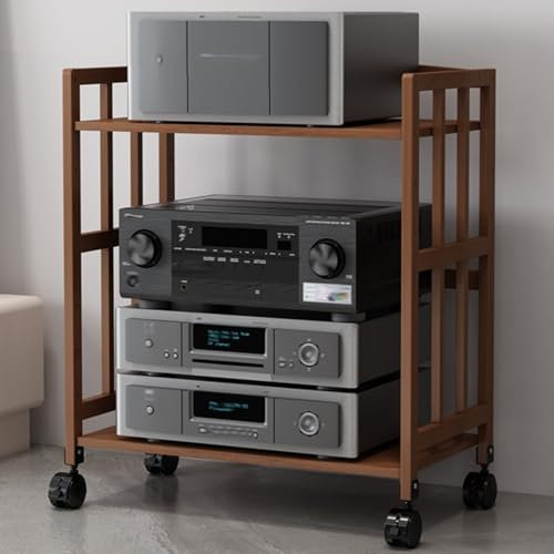Mueble Hifi,Soporte Altavoces,Mueble Tocadiscos,Estante de madera para estéreo de 2 o 3 niveles,Soporte para Reproductor de CD,para debajo de TV, consolas de juegos,Altavoz,Enrutadores,Sala de estar(B
