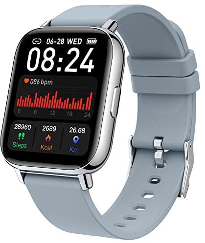 Ordtop Smart Watch, Fitness Tracker 1.69 Touch Screen Heart Rate Sleep Monitor, IP68 Waterproof Fitness Watch 24 Modes, Pedometer Activity Trackers Smartwatch for Men Women for Android iOS Grey