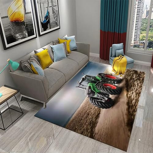 Wohnzimmer-Teppich Für Den Innen- Und Außenbereich, 3D-Gedruckte Landwirtschaftlicher Traktor, Weiche, rutschfeste Bodenmatte Für Küche, Sofa, Flur, Schlafzimmer, Wohnkultur 200 X 300 Cm-6966703805