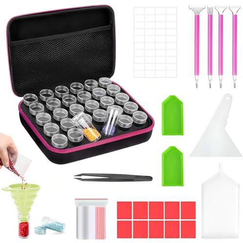 Vyanveo 30 Emplacements Rangement Diamond Painting, Boite Diamond Painting Rangement, Diamonds Painting Boite de Rangement avec Outils Broderie Diamant Kit Complet, pour Adulte, Enfants et DIY Créatif