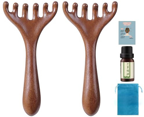 Magischer Massagekamm mit sechs Krallen, Meridian Kamm mit Langem Griff, Kopfhaut Massagegerät, Gua Sha Kamm, Kopfhaut Massagekamm Holzkamm für Kopfhaut, Kopf, Nacken, Gesicht (2)