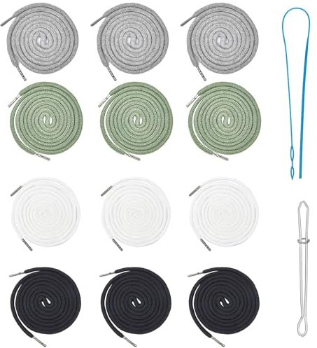 Cordon pour Jogging 14 Pièces, 130cm Coton 4 Couleurs | Coton, 4 cordons 130cm avec accessoires d’enfilage et serrage, pour jogging, capuche, pantalon, short et couture DIY