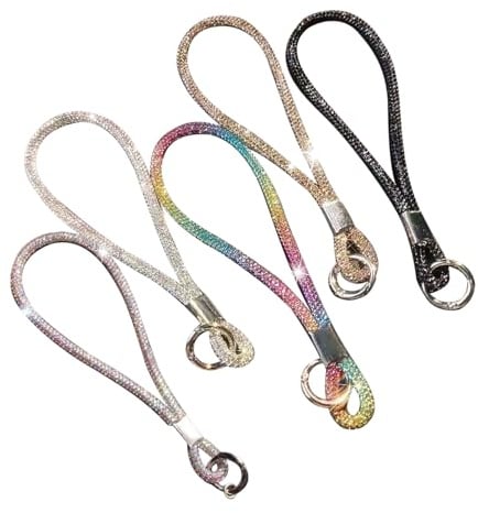 APKOL Set di 5 Laccetti Corti di Lusso con Strass – Cordino Universale | da Polso per Smartphone, Cinturino da Mano Elegante, Laccetto per Cover del Telefono