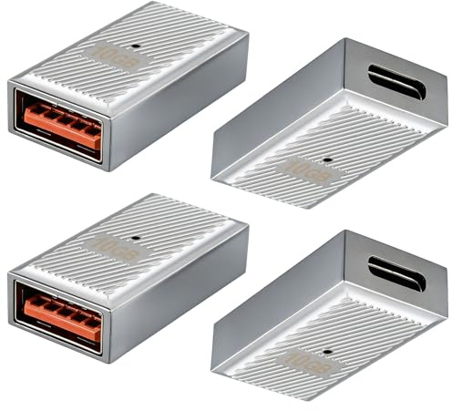 Leehitech 4 Stück 10Gbps USB C auf USB 3.1 Adapter, USB A zu Type C Buchse | OTG Adapter Konverter unterstützt Video Audio, für MacBook, iPhone, Galaxy, Hubs
