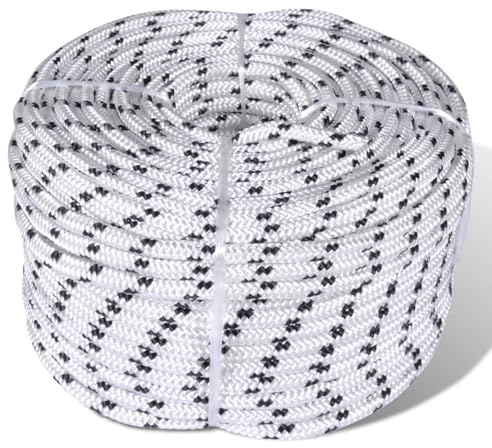 Fecpoo Cuerda de poliéster trenzada de 10 mm × 50 m, de alta resistencia, de baja elasticidad, resistente al ácido y al petróleo, para veleros y aplicaciones al aire libre