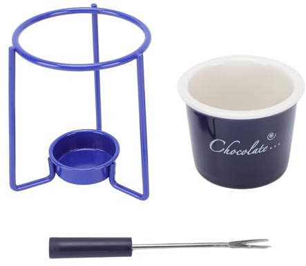 Jiawu Schokoladen-Fondue-Becher-Set, Multifunktionaler, Platzsparender, Kerzenbetriebener Keramik-Schokoladenschmelzbecher, Süßes Fondue-Becher-Set mit Tassenständer und Gabeln für Desserts und