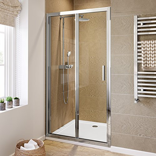 iBathUK 1000mm Bifold Easy Clean 6mm Glass Shower Enclosure Reversible Folding Door
