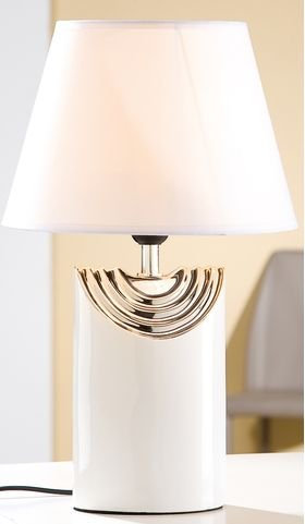 GILDE modische, runde Dekorations Lampe in weiß-silber, 49 cm