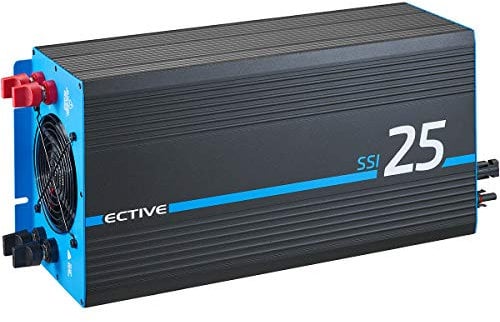 ECTIVE Reiner Sinus Wechselrichter SSI 25-2500W, 20A, 24V auf 230V, Überlastschutz, Überhitzungsschutz, mit MPPT-Laderegler - Spannungswandler, Umwandler, Stromwandler, Batterieladegerät