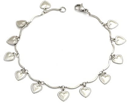 Bungsa Bettelarmband mit Herzen aus 316L Edelstahl