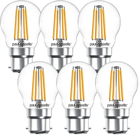 6 X Vintage Style Bayonet Cap LED Filament Clear Bulbs 4W Antique Golf Light Decorate Home G45 Small Round Globe 360 Beam Angle Lamp B22 BC 2700K Warm White
