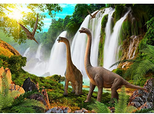 Runa Art Papier peint intissé Mural dinosaure Moderne Toison Salon Chambre à Coucherr Salle - Tableaux Muraux Tapisserie Photo - Vert bleu 9191010b