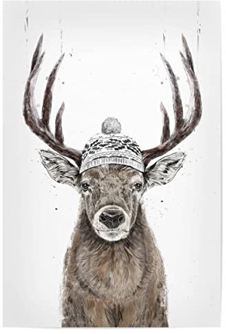 artboxONE Poster 30x20 cm Hirsch Tiere Let's go Outside hochwertiger Design Kunstdruck - Bild Deer Beanie Deer