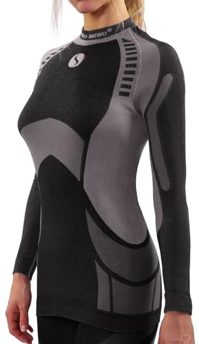 sesto senso Donna Intimo Termico Maglia a Maniche Lunghe T-Shirt Funzionale Biancheria Intima Termoattivo S Grigio