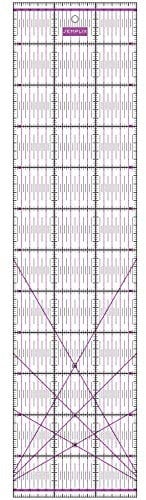 SEMPLIX Patchwork-Lineal Quilt-Lineal, transparent, mit cm-Skala und Winkelfunktionen, ideal für Patchwork und zum Basteln, 60 x 15 cm (lila)