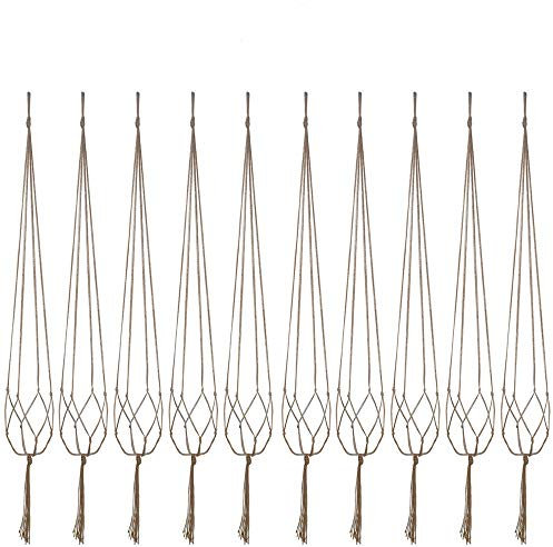 KICOCO - Colgador de Plantas, 10 Piezas para Colgar macetas, macetas, Cesta de Yute para Interiores y Exteriores, decoración del hogar (Natural)