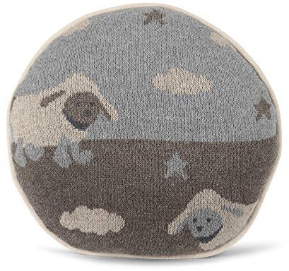 Sterntaler Strick-Schmusekissen mit Schäfchen-Motiv, Bio Baumwolle, 29 x 29 x 9 cm, Silber
