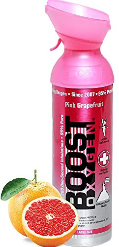 L'oxygène pur dans la canette – PAMPLEMOUSSE ROSE, 9L d´oxygène pur concentré à 95% dans 9L canette portable pour plus de 150 bouffées d'oxygène pur.