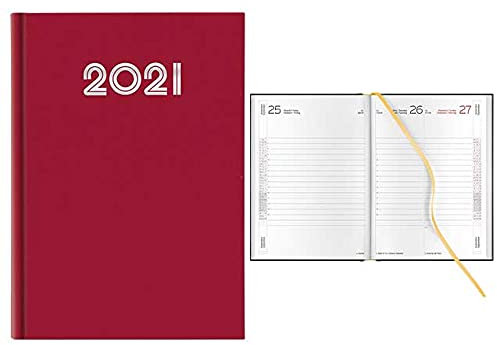 Terminplaner 2021, Tagesplaner, 15 x 21 cm, Rot, gummiert, 1 Stück