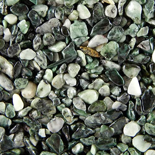 Terralith Steinteppich Marmor Komplett-Set für 1qm - Körnung: mittel - 4-6mm mit Polyurethan Bindemittel - für Außen in grün (jade)