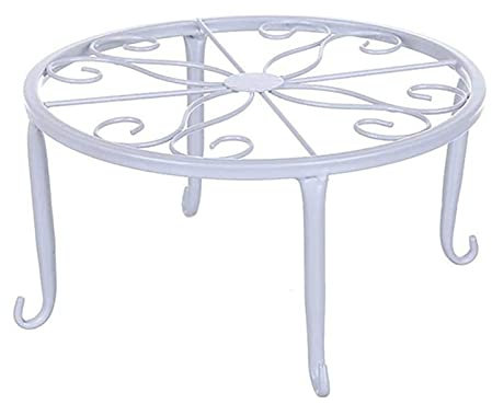 Yeehliny Metall-Pflanzenständer, Blumentopfhalter, Kunst-Topfhalter, Schmiedeeisen, Blumenhocker Blumentopfständer, Flowerpot Basis für Innen-Balkon Outdoor Garten (1PC-Weiß)