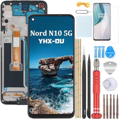 YHX-OU 6.49 Schwarz+Rahmne Display für OnePlus Nord N10 5G BE2029 LCD Display Touchscreen Ersatz Bildschirm mit Werkzeug+ 1 Stück Schutzfolie